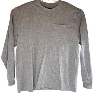 General Standard Mens Gray Long-Sleeve Pocket Tee L 90/10 Cotton/Poly Blend 70j